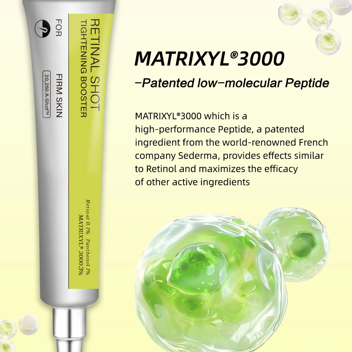 Anti-Aging Retinal Serum 15ml - 0.1% Nano Retinal + MATRIXYL® 3000 3% tightens skin, fights wrinkles & shrinks pores.