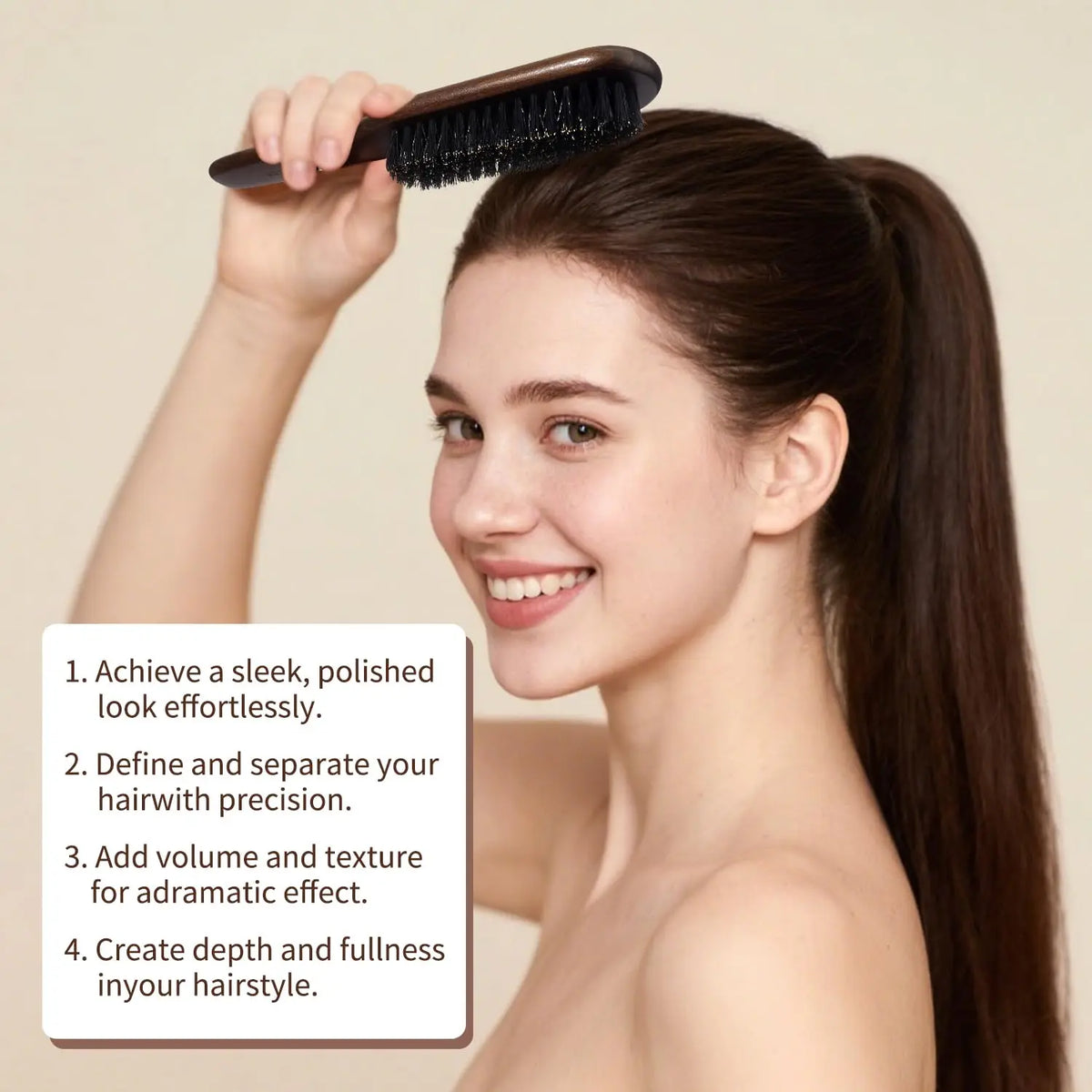 Boar Bristle Hair Brush (Unisex) - Fragrance-Free Professional Barber Styling Bristle Brush, Suitable for Thick/Fine Hair