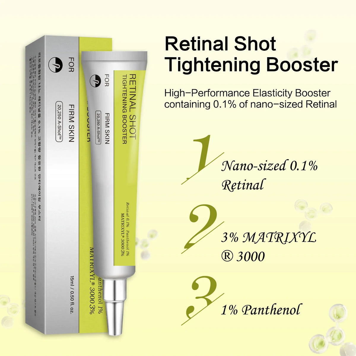 Anti-Aging Retinal Serum 15ml - 0.1% Nano Retinal + MATRIXYL® 3000 3% tightens skin, fights wrinkles & shrinks pores.