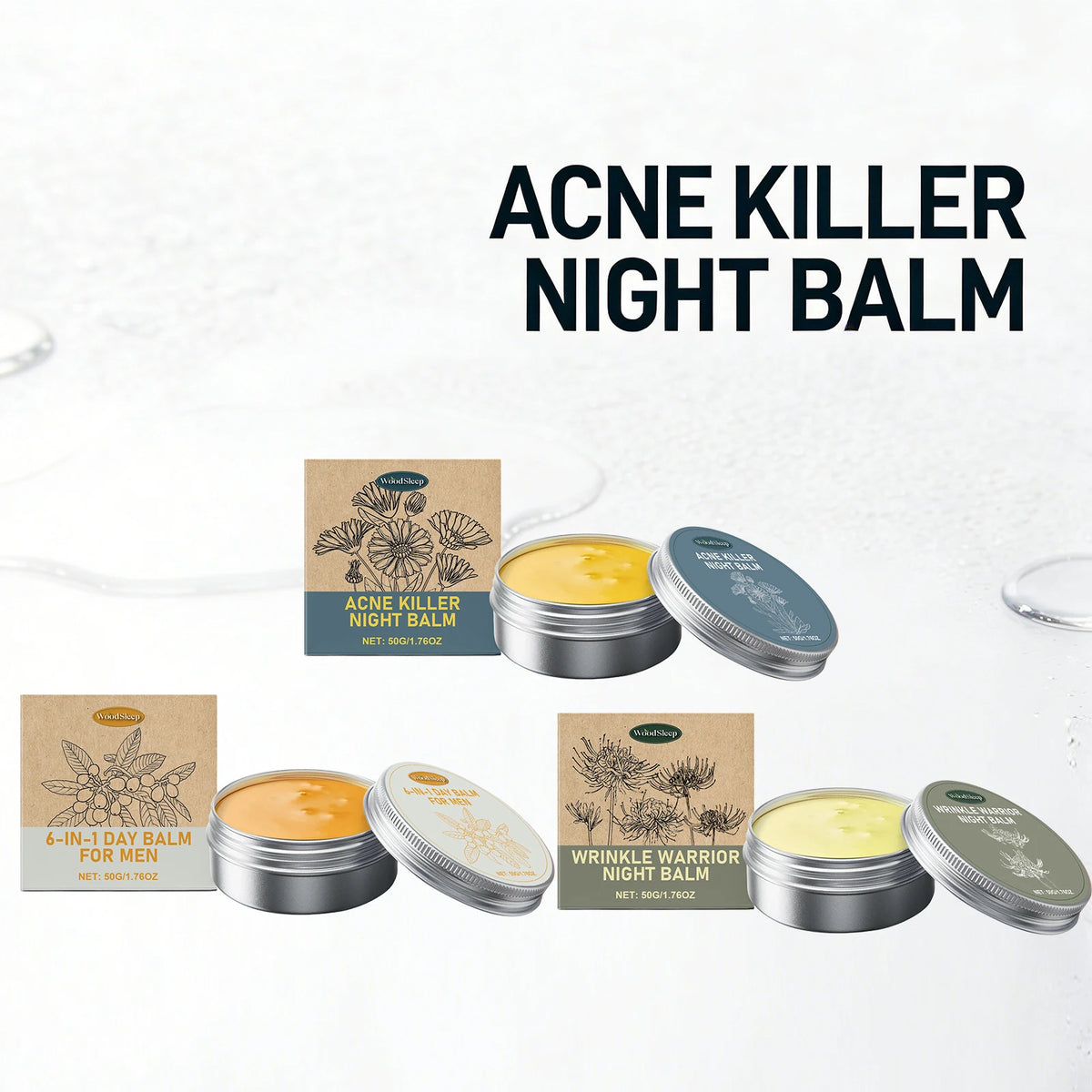 Acne Removal Night Balm Fadefine Lines Improve Dark Circles Anti-Puffiness Moisturizing Face Cream Repair Damage Firm Skin Care