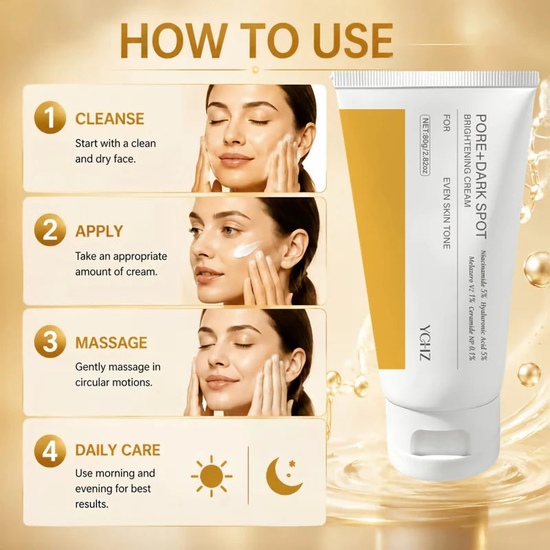 Facial Brightening and Firming Cream, Pore and Dark Spot Brightening Cream | Contains Niacinamide, Pore Minimizing Agent, Non-Irritating Moisturizer for Sensitive Skin, Contains Plant-Derived Squalene.