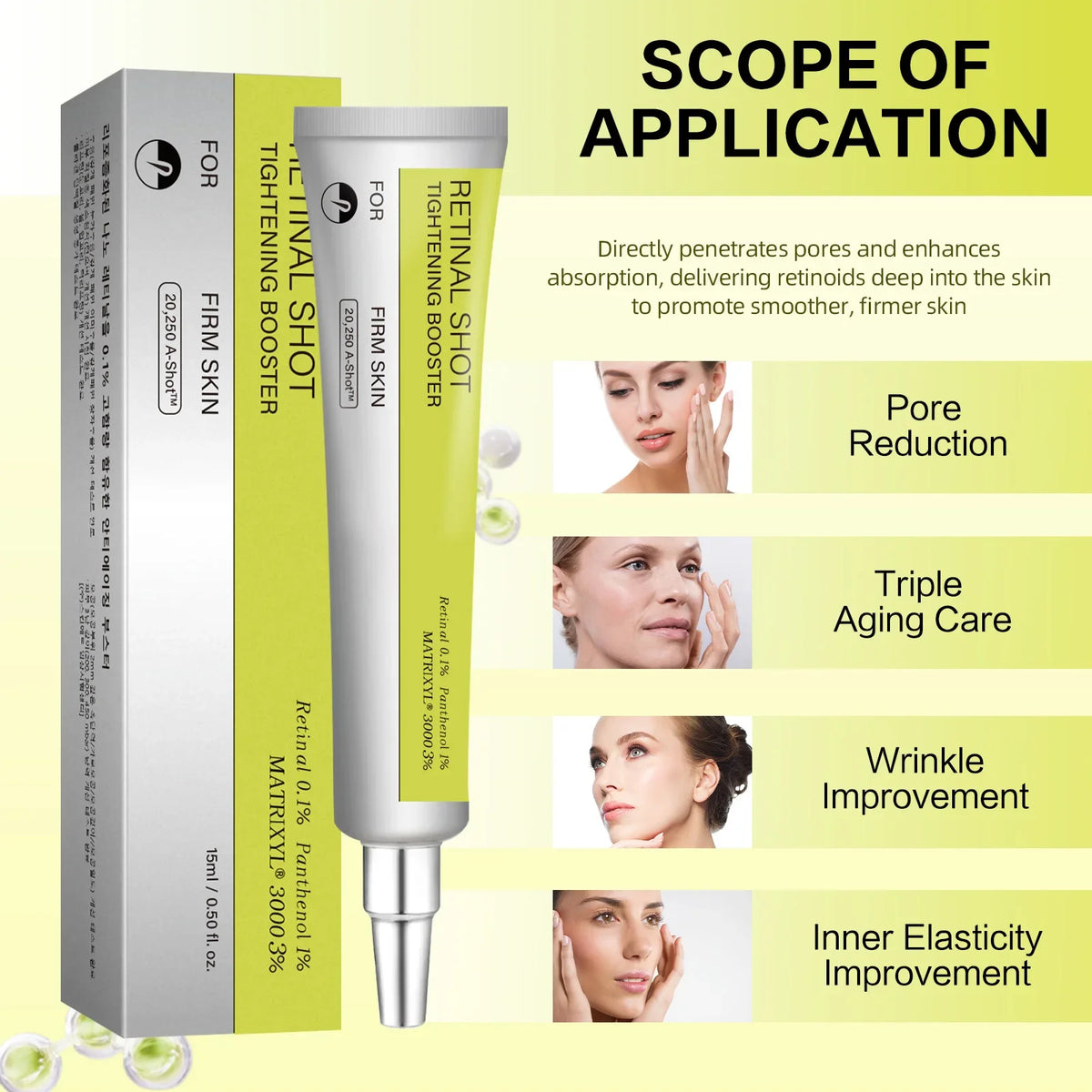 Anti-Aging Retinal Serum 15ml - 0.1% Nano Retinal + MATRIXYL® 3000 3% tightens skin, fights wrinkles &amp; shrinks pores.