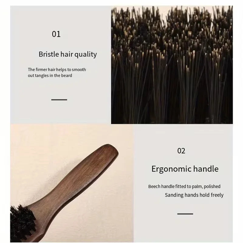 Boar Bristle Hair Brush (Unisex) - Fragrance-Free Professional Barber Styling Bristle Brush, Suitable for Thick/Fine Hair