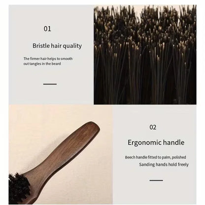 Boar Bristle Hair Brush (Unisex) - Fragrance-Free Professional Barber Styling Bristle Brush, Suitable for Thick/Fine Hair