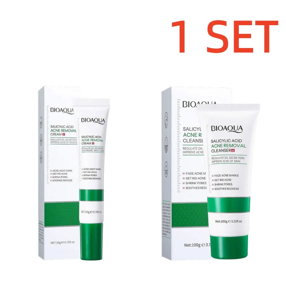 BIOAQUA Salicylic Acid Face Cream Acne Treatment Scar Mark Repair Moisturizing Blackhead Remover Facial Cleanser Skin Care