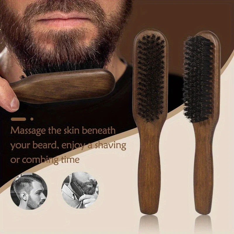 Boar Bristle Hair Brush (Unisex) - Fragrance-Free Professional Barber Styling Bristle Brush, Suitable for Thick/Fine Hair