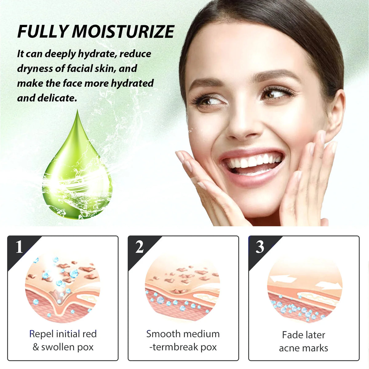 Acne Face Cream Pimple Treatment Oil Control Repair Redness Remove Blackhead Smooth Hydrating Moisturizing Pore Shrinking Serum