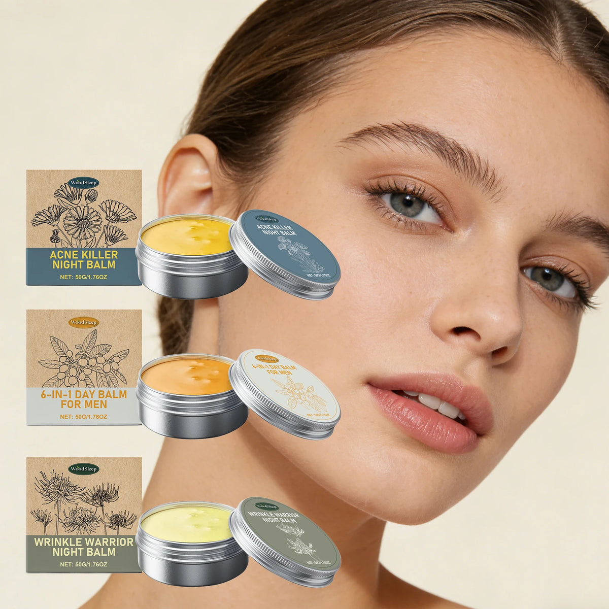 Acne Removal Night Balm Fadefine Lines Improve Dark Circles Anti-Puffiness Moisturizing Face Cream Repair Damage Firm Skin Care