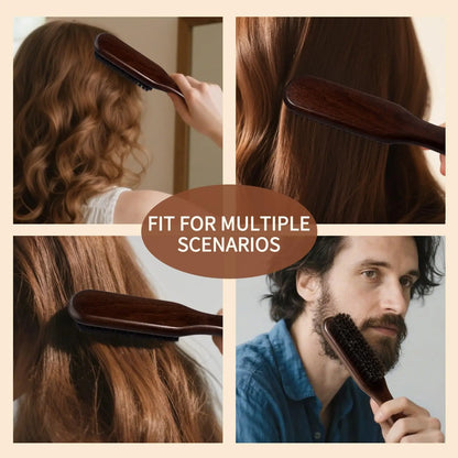 Boar Bristle Hair Brush (Unisex) - Fragrance-Free Professional Barber Styling Bristle Brush, Suitable for Thick/Fine Hair