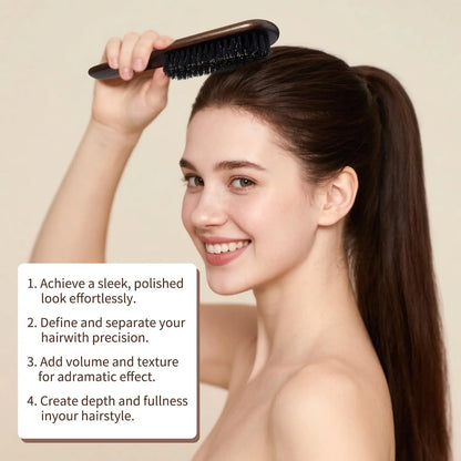 Boar Bristle Hair Brush (Unisex) - Fragrance-Free Professional Barber Styling Bristle Brush, Suitable for Thick/Fine Hair